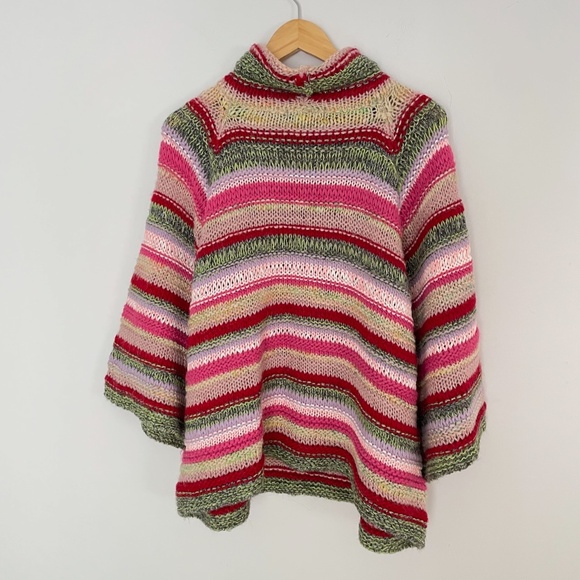 NWOT Anthropology Women chunky knit boho Cowl neck sweater size M/L Italy - Picture 4 of 9